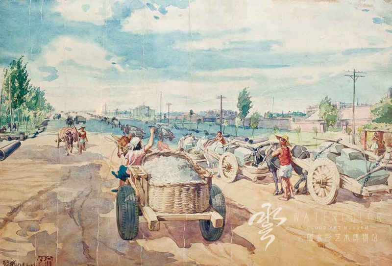 王文彬 《送粮队》 27*39cm 1954年